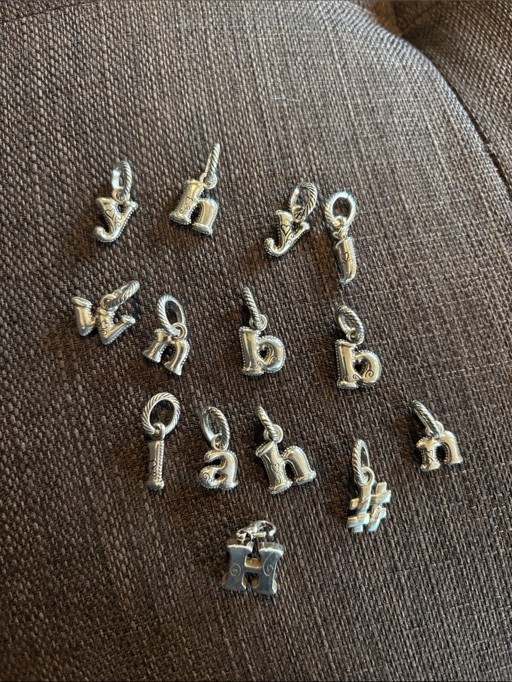 Brighton letter charms, bundle of 14